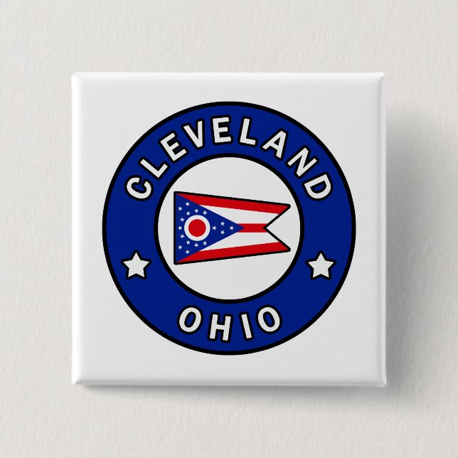 Cleveland Ohio 2 Inch Square Button (Front)
