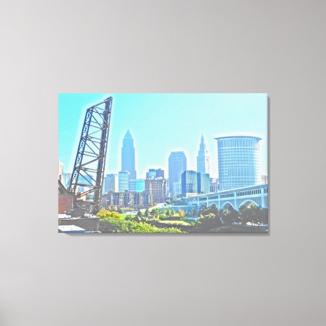 Cleveland, Ohio Blue Morning Skyline Canvas Print (Front)