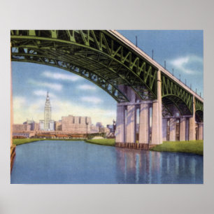 Cleveland Ohio Bridge with Skyline Poster