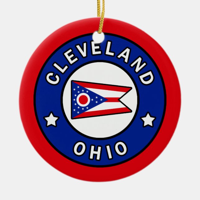Cleveland Ohio Ceramic Ornament (Front)