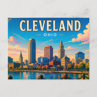🌆 Cleveland Ohio Downtown Visit Postcard