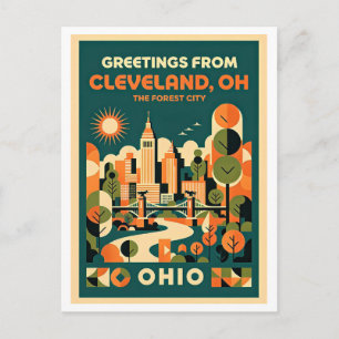 Cleveland Ohio Forest City Retro Travel  Postcard