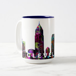 Cleveland, Ohio in graffiti Two-Tone Coffee Mug