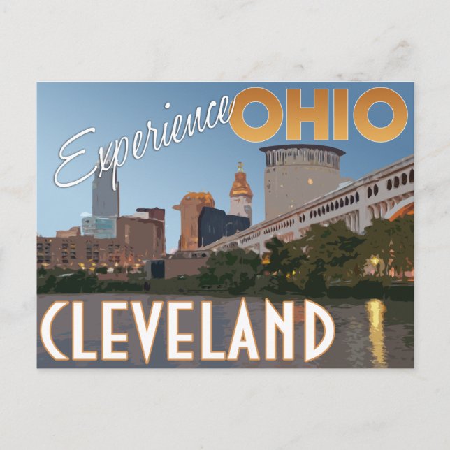 Cleveland Ohio Midwest Vintage Travel Poster Postcard (Front)