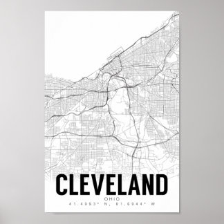 Cleveland Ohio Minimalist Map Art Poster