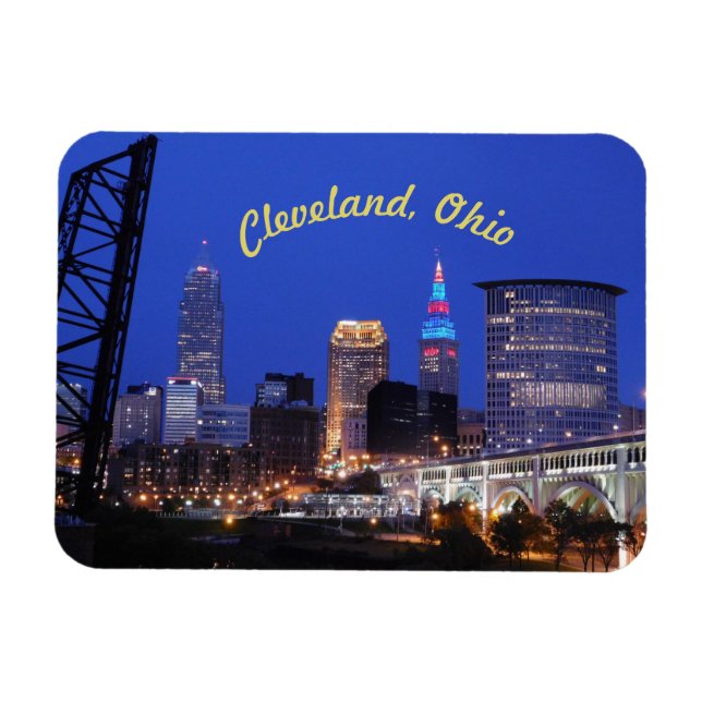 Cleveland, Ohio Night on the Town Magnet (Courbe) (Horizontal)