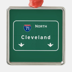 Cleveland Ohio oh Interstate Highway Freeway : Metal Ornament