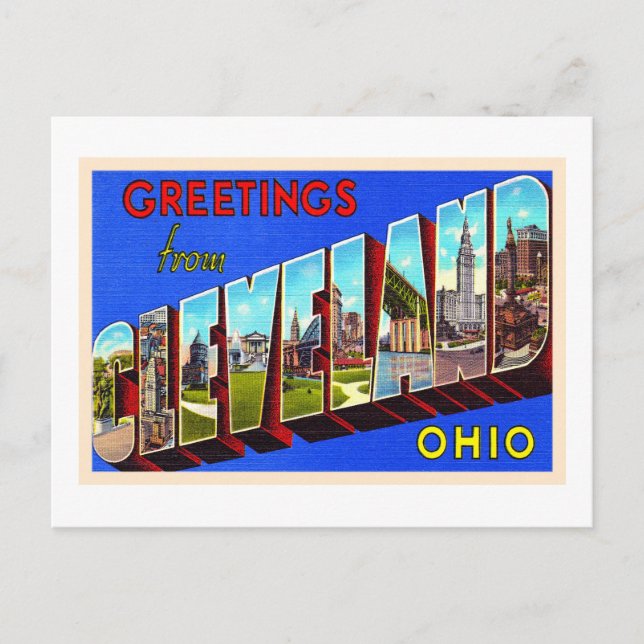 Cleveland Ohio OH Vintage grande lettre carte post (Devant)