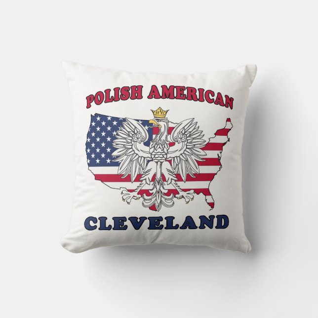 Cleveland Ohio Polish Eagle Throw Pillow (Front)