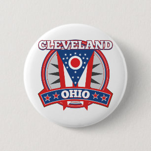 Cleveland Ohio Red White Blue Patriotic State Flag 2 Inch Round Button