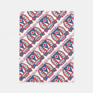 Cleveland Ohio Red White Blue Patriotic State Flag Fleece Blanket