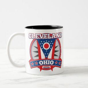 Cleveland Ohio Red White Blue Patriotic State Flag Two-Tone Coffee Mug