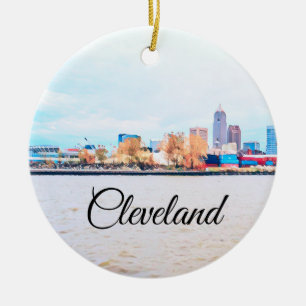 Cleveland Ohio Skyline Ceramic Ornament