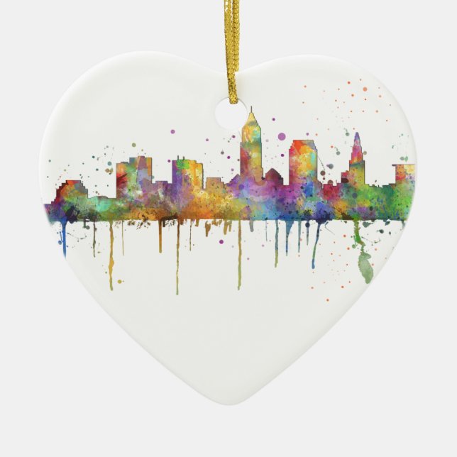 CLEVELAND, OHIO SKYLINE CERAMIC ORNAMENT (Front)