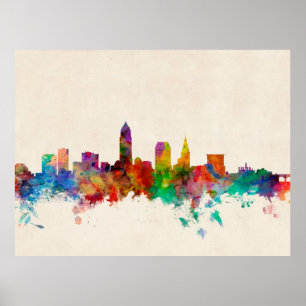 Cleveland Ohio Skyline Cityscape Poster