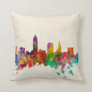 Cleveland Ohio Skyline Cityscape Throw Pillow