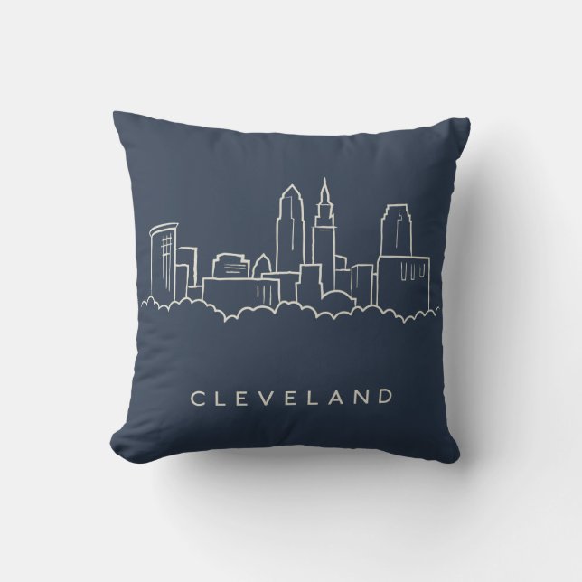 Cleveland Ohio Skyline Throw Pillow (Front)