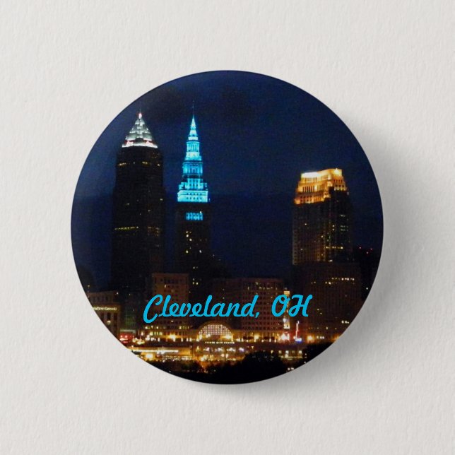 Cleveland, Ohio Terminal Tower Blue Button (Front)
