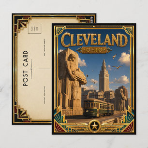 Cleveland Ohio Vintage Art Deco Golden Age Postcard
