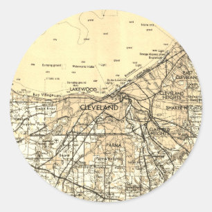 Cleveland Ohio Vintage Map Classic Round Sticker