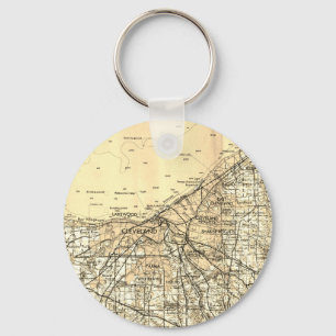 Cleveland Ohio Vintage Map Keychain