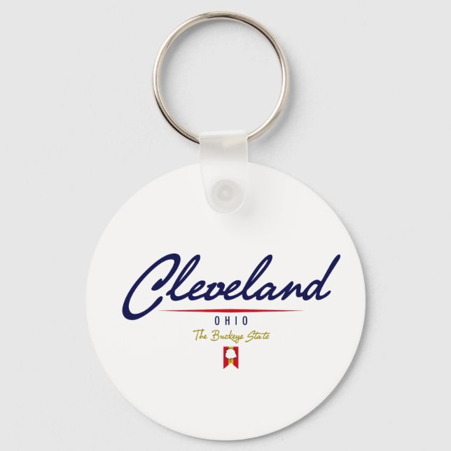 Cleveland Script Keychain (Front)