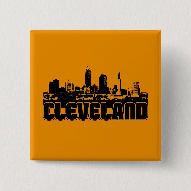 Cleveland Skyline 2 Inch Square Button (Front)