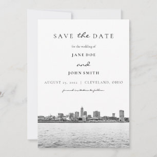 Cleveland Skyline à plat Enregistrer la carte Date