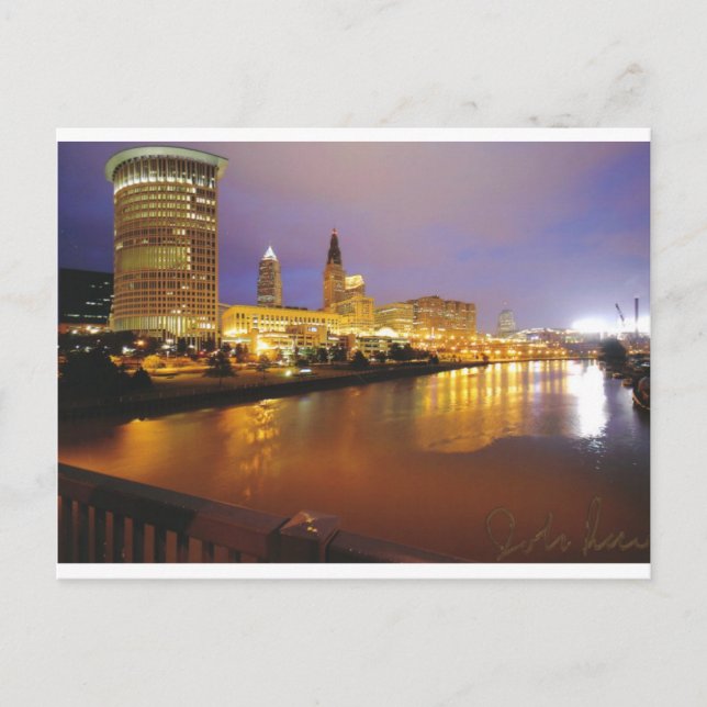 Cleveland Skyline at Night Postcard (Front)