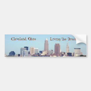 Cleveland Skyline Living the Dream Bumper Sticker