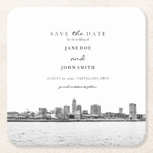 Cleveland Skyline Paper Coaster Save the Date