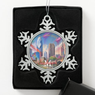 Cleveland Snowflake Pewter Christmas ornament