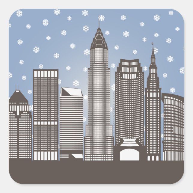 Cleveland Snowflakes Square Sticker (Front)