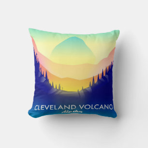 Cleveland Volcano Alaska travel poster Throw Pillow