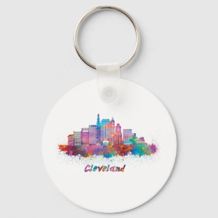 cleveland watercolor horizon keychain