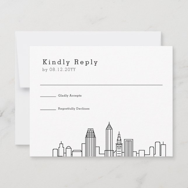 Cleveland Wedding | Stylized Skyline RSVP Card (Front)