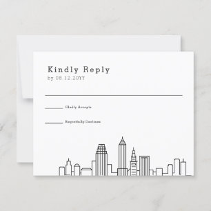 Cleveland Wedding   Stylized Skyline RSVP Card