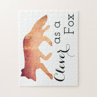 Clever as a Fox Typographical Watercolor Jigsaw Puzzle
