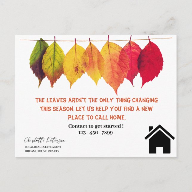 Clever Fall Real Estate Farming Prospecting Postcard (Front)