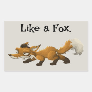Clever Fox Cartoon – “Like a Fox” Design Sticker