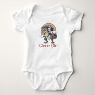 Clever Girl- Unicorn Riding Dinosaur Edition Baby Bodysuit