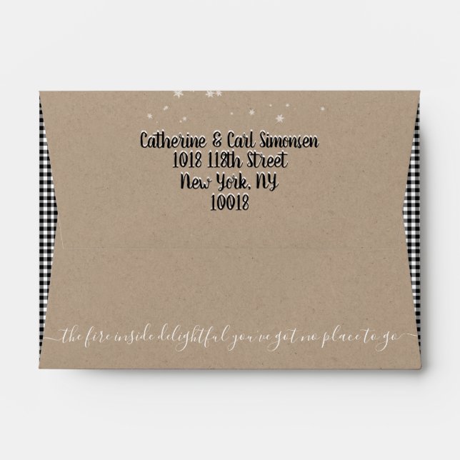 Clever Handwritten Christmas Carol Kraft Paper 4x6 Envelope (Back (Top Flap))