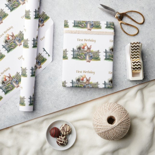Clever rabbit First Birthday Wrapping Paper (Crafts)