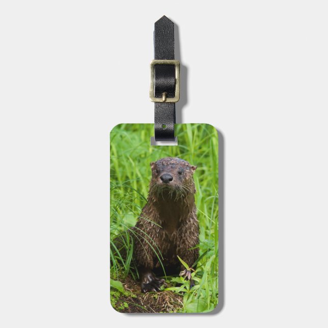 Clever River Otter Luggage Tag (Front Vertical)
