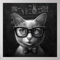 Clever Schrödinger's Cat - Black and White 