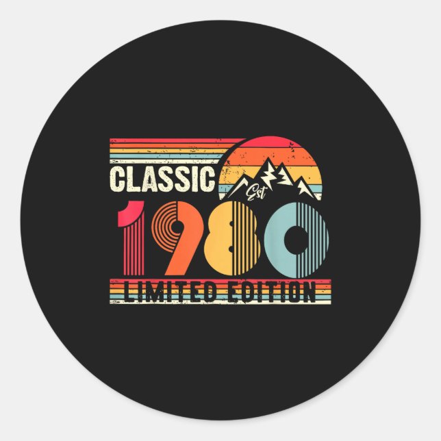 Clic 1980 Limited Edition 45 Year Old 45th Birthda Classic Round Sticker (Front)