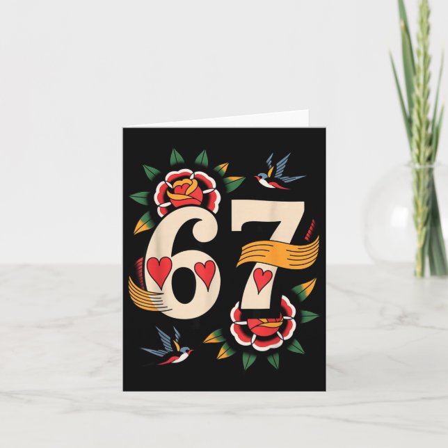 Clic 67 Tattoo Six Seven Valentines Day Ker  Card (Front)