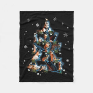 Clic Holiday Kitty Cat Christmas Tree Meowy Catmas Fleece Blanket