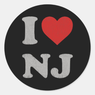 Clic I Love Nj Y2k Souvenir I Heart New Jersey  Classic Round Sticker
