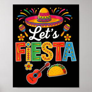 Clic Lets Fiesta Mexican Party Funny Guitar Cinco Poster
